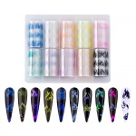 Folii de transfer, FST043 model Flacara Fosforescenta, set 10 bucati 09106 + Cutie